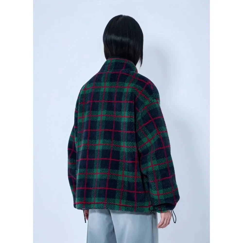 Miu Miu Women Checked Teddy Zipper Jacket - Picture 4 of 6